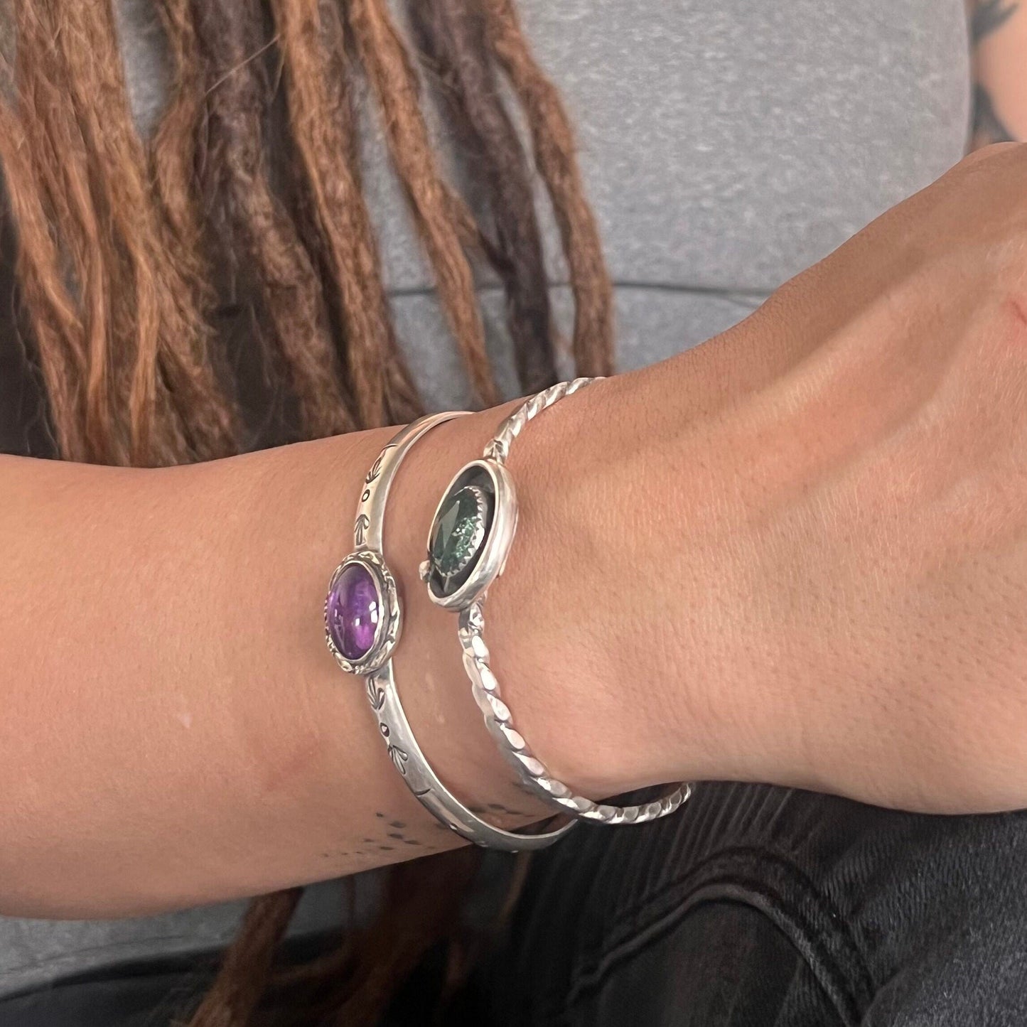Amethyst and Silver Cuff Bracelet