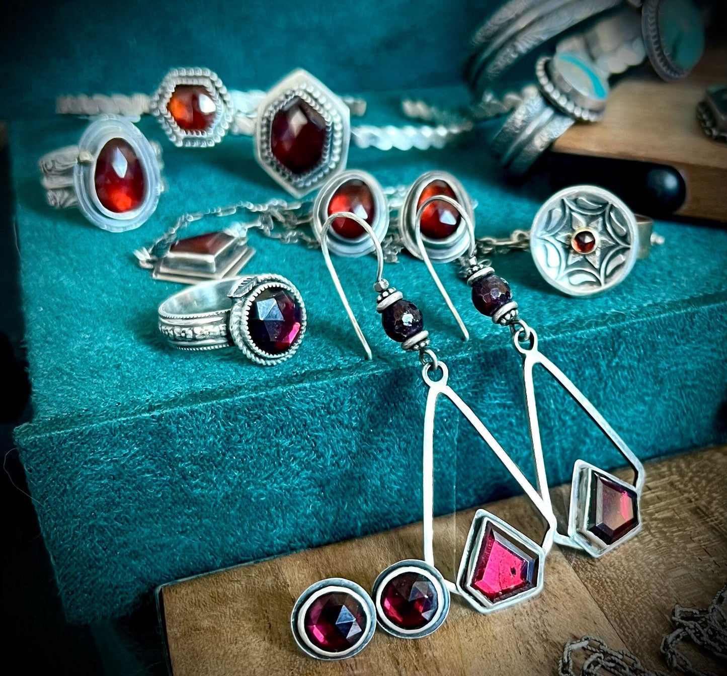 Garnet Geometry Earrings