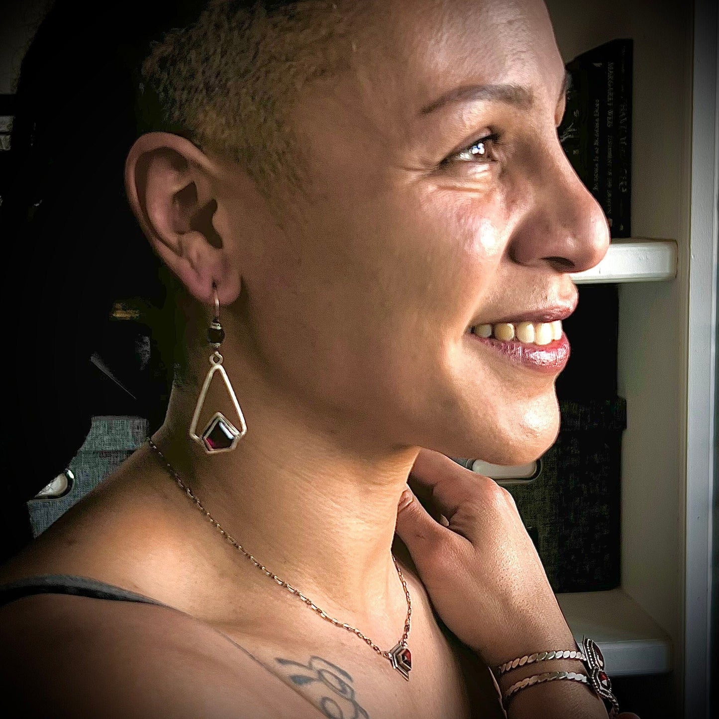 Garnet Geometry Earrings