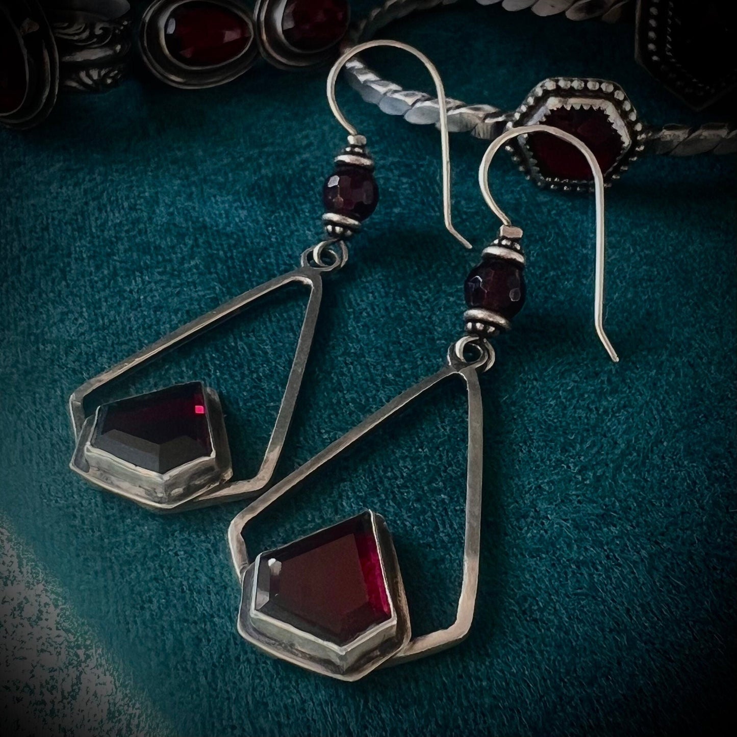 Garnet Geometry Earrings
