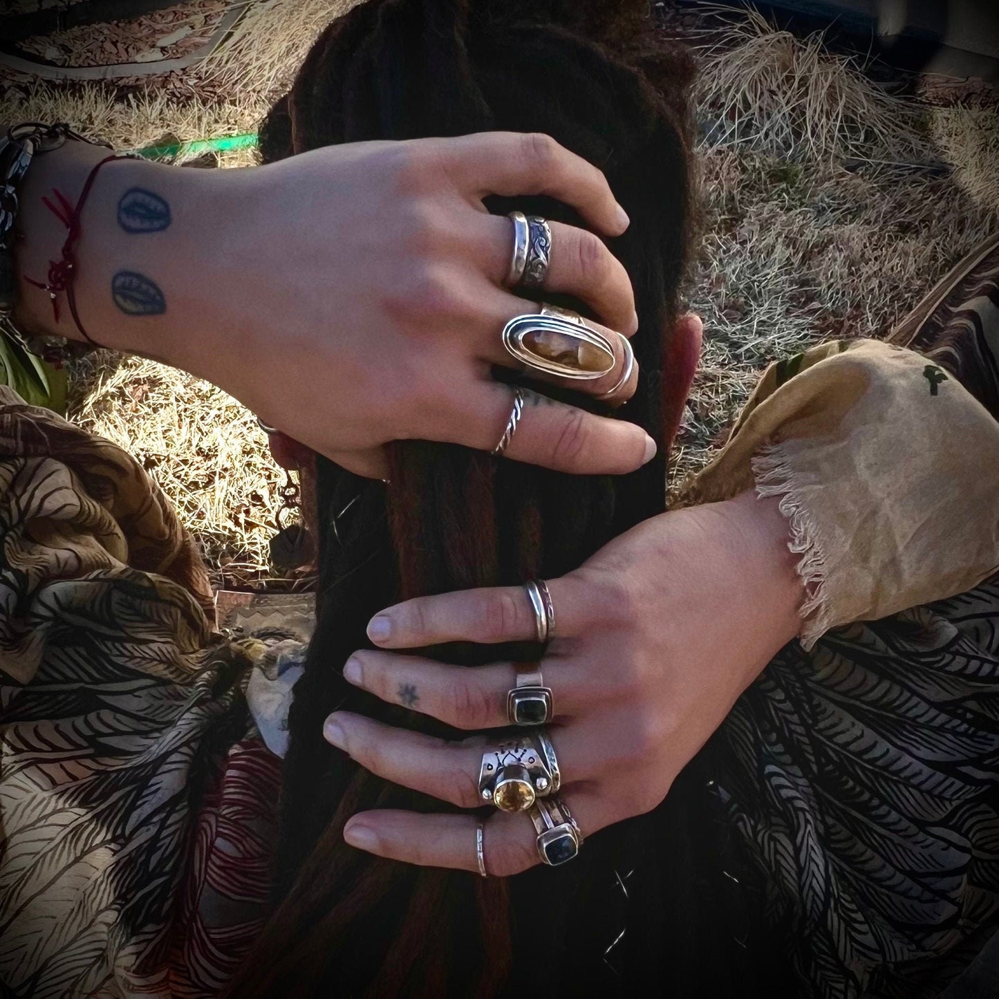 Ochre turquoise Statement Ring