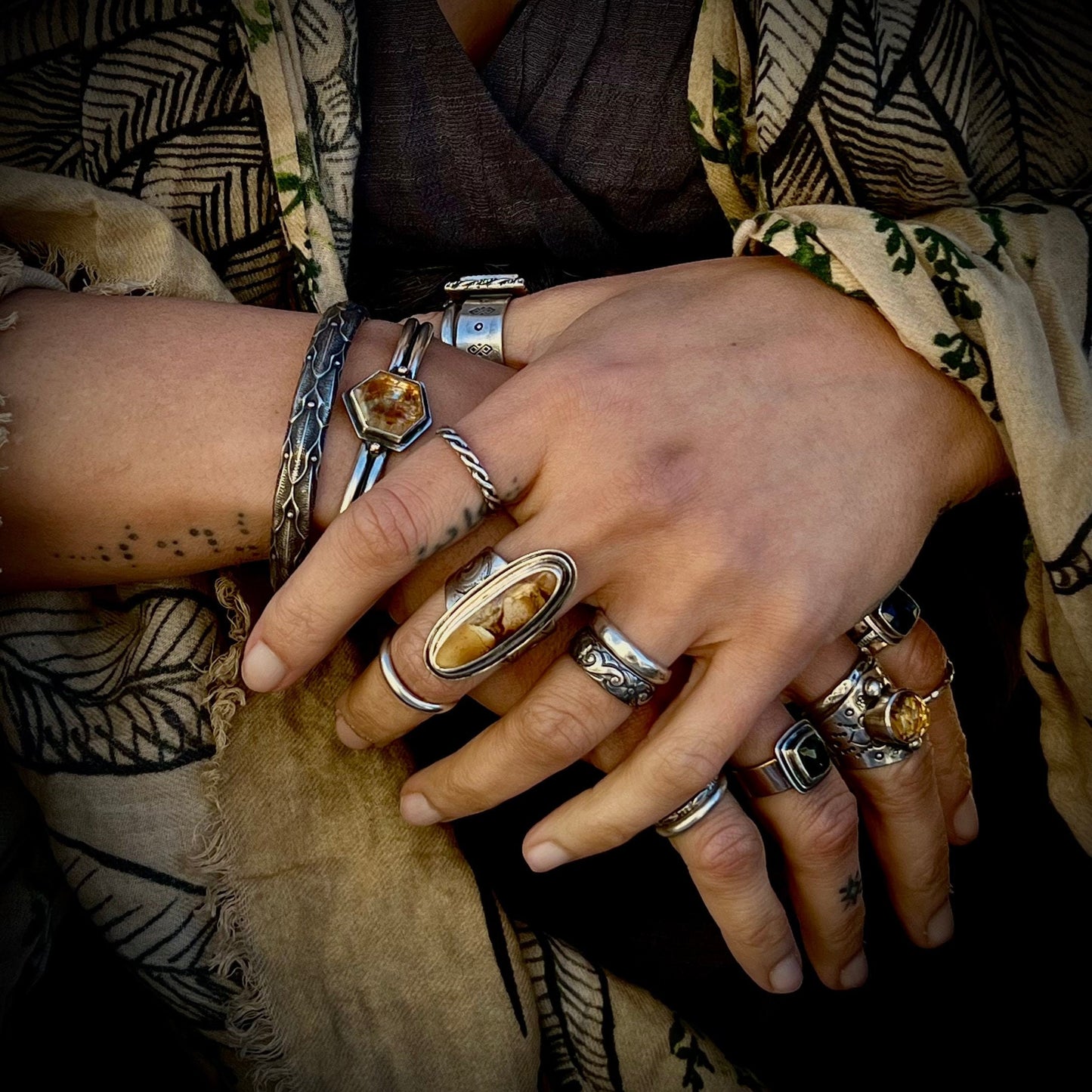 Ochre turquoise Statement Ring