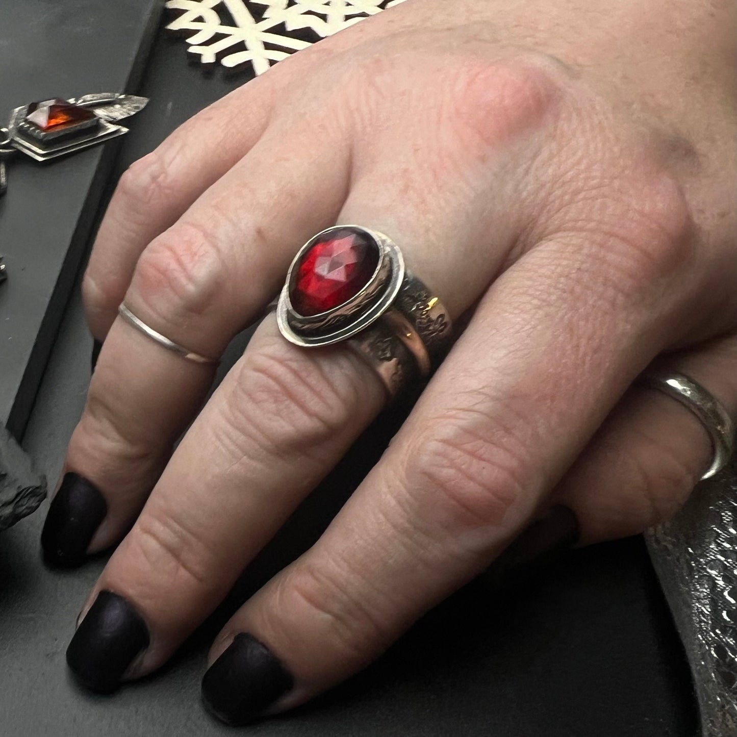 Garnet Ring with Gold Filled Band