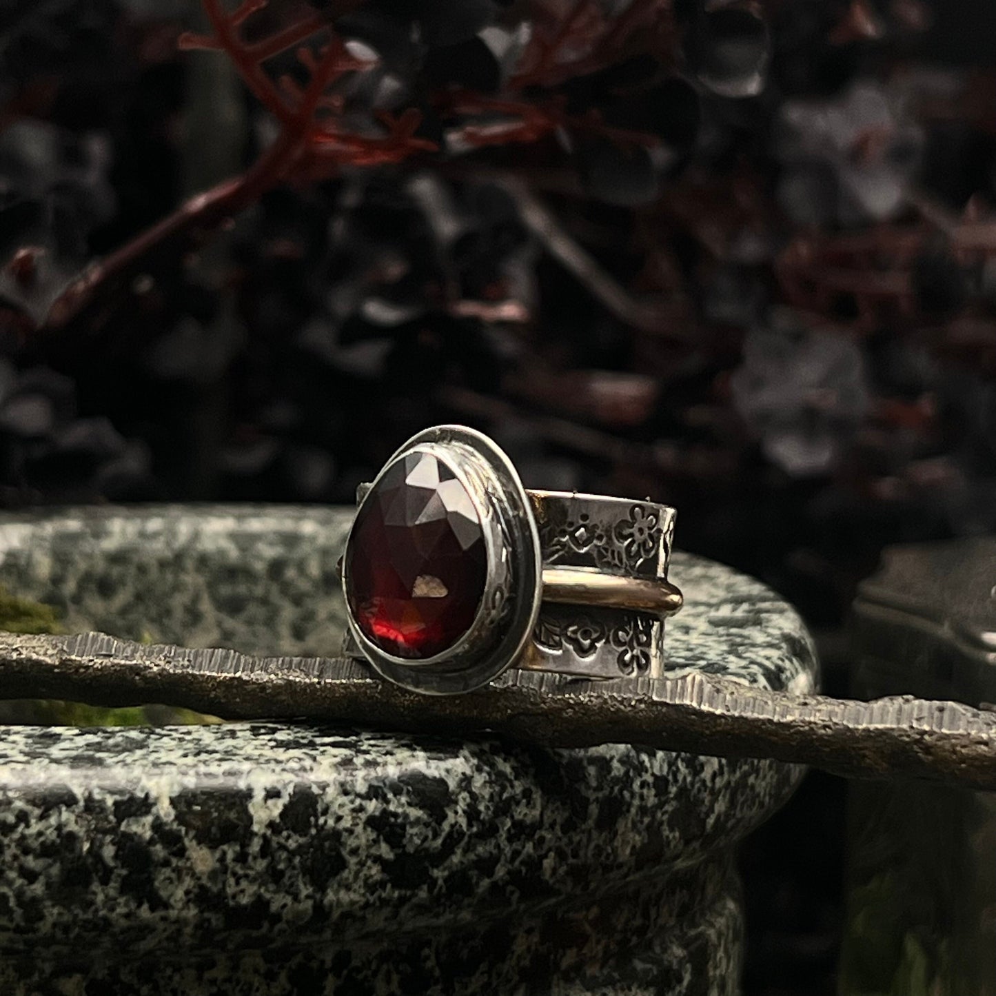 Garnet Ring with Gold Filled Band