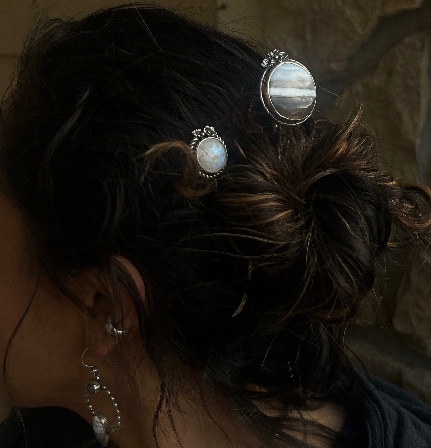 Owyhee Opal Hair Pin in Sterling Silver