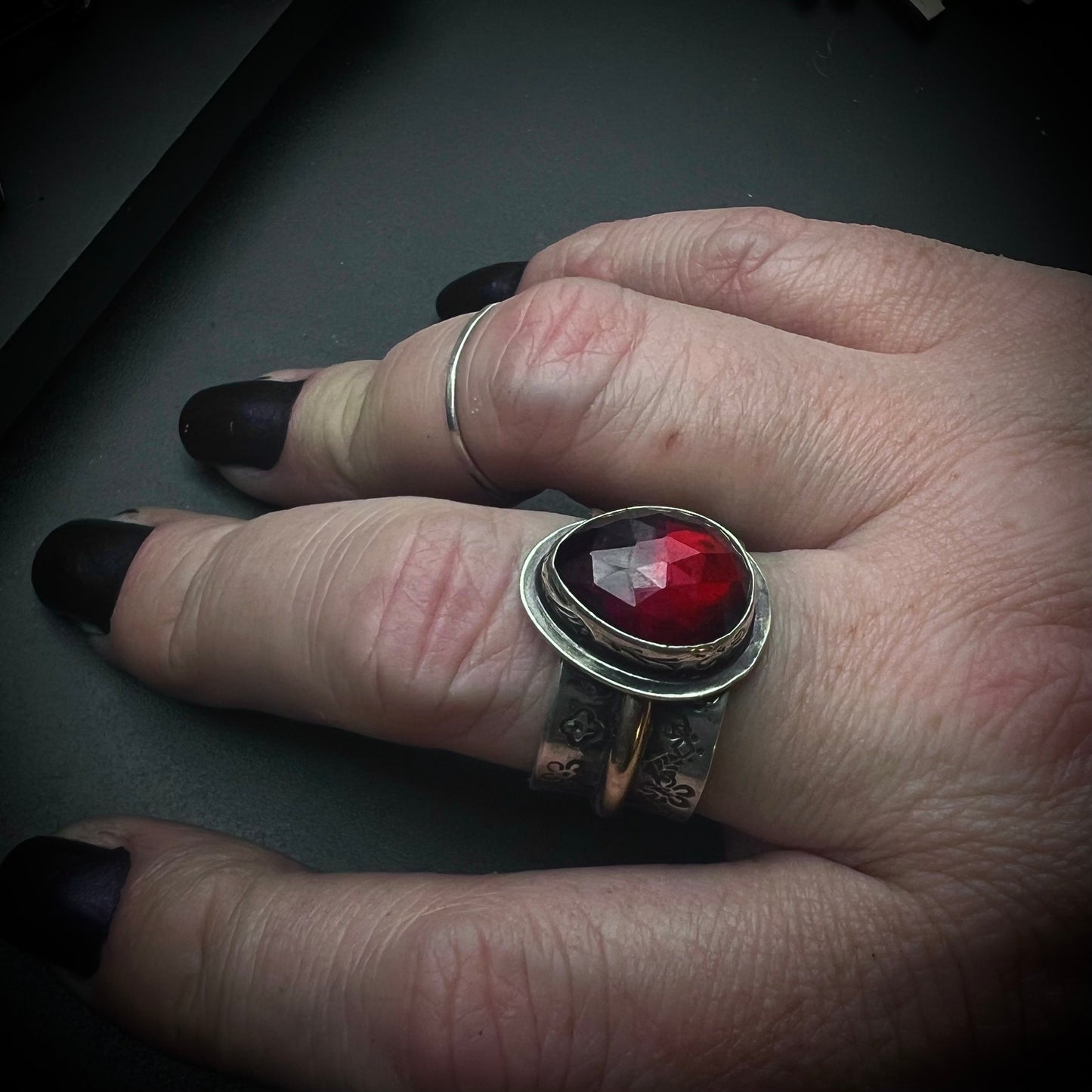 Garnet Ring with Gold Filled Band