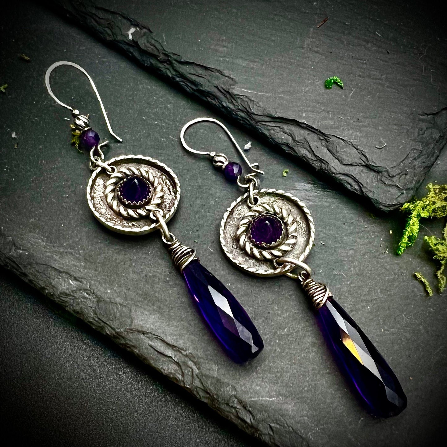 Amethyst Discus Earrings